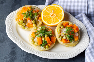 Traditional delicious Turkish food; Artichoke with olive oil (zeytinyagli enginar)