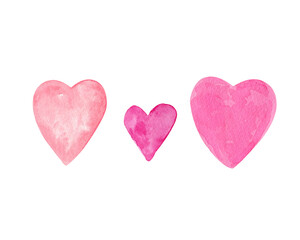 Pink Watercolor heart clip, beautiful card template, Valentine's Day, hand painted, illustration, hand drawing, illustration. valentine's day card