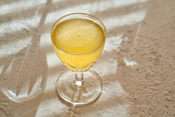 A glass of probiotic tibi drink in a glass
