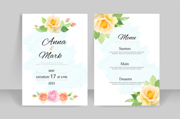 Rose wedding invitation cards template.
