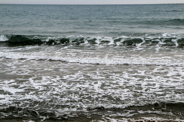 Rough sea in La Marina beach in Alicante, Spain