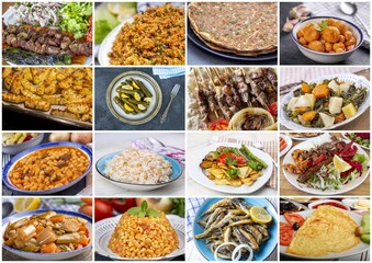 Traditional delicious Turkish foods collage