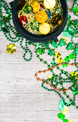 St. Patrick's Day Holiday Background With Pot Of Gold
