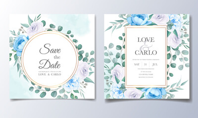 Beautiful flower and leaf wedding invitation card template