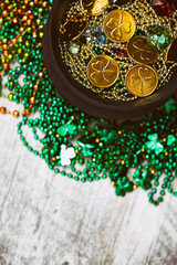 St. Patrick's Day Holiday Background With Pot Of Gold