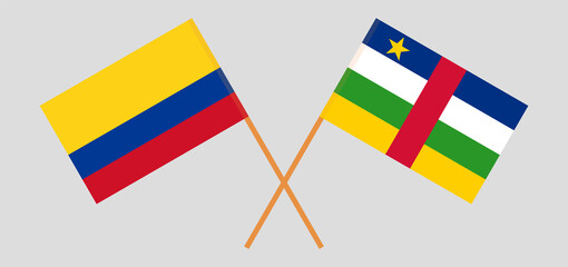 Crossed flags of Colombia and Central African Republic