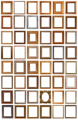 frames for paintings antique gold gilding set isolated on white background