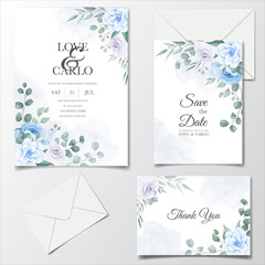 Beautiful flower and leaf wedding invitation card template
