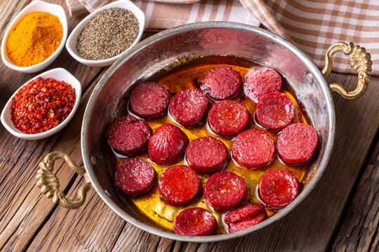 Turkish fried sausage (Turkish name; Turkish sucuk)