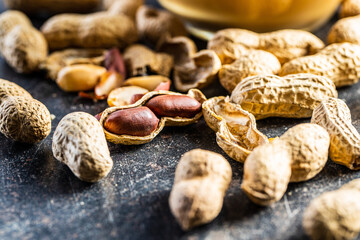 Roasted peanuts. Tasty groundnuts.