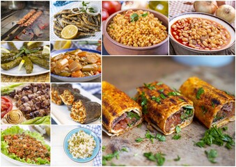 Traditional delicious Turkish foods collage