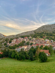 Sotres village in the Europa Peaks (Picos de Europa National Park), Cantabrian Mountains, northern Spain.