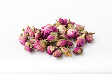 Flower tea rose buds on white background. Close up.