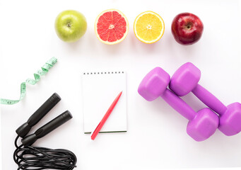Sports equipment with notepad for action plan and nutrition
