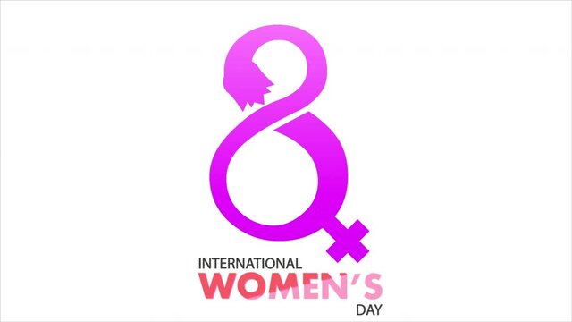 8 march logo with international womens day, art video illustration.