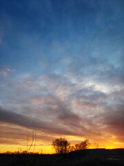 Beautiful color sky at sunset close up