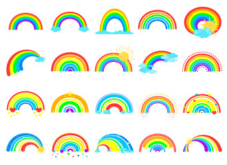 Obraz premium Cartoon Color Different Rainbow Icons Set. Vector