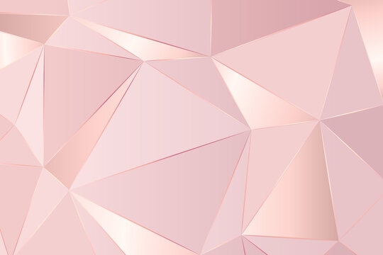 Rosegold Polygon abstract background.