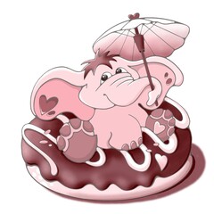 Elephant cartoon character in love, cute colorful stock illustration for children books, postcards, greeting or invitation cards, stickers, prints or logo, web design or apps