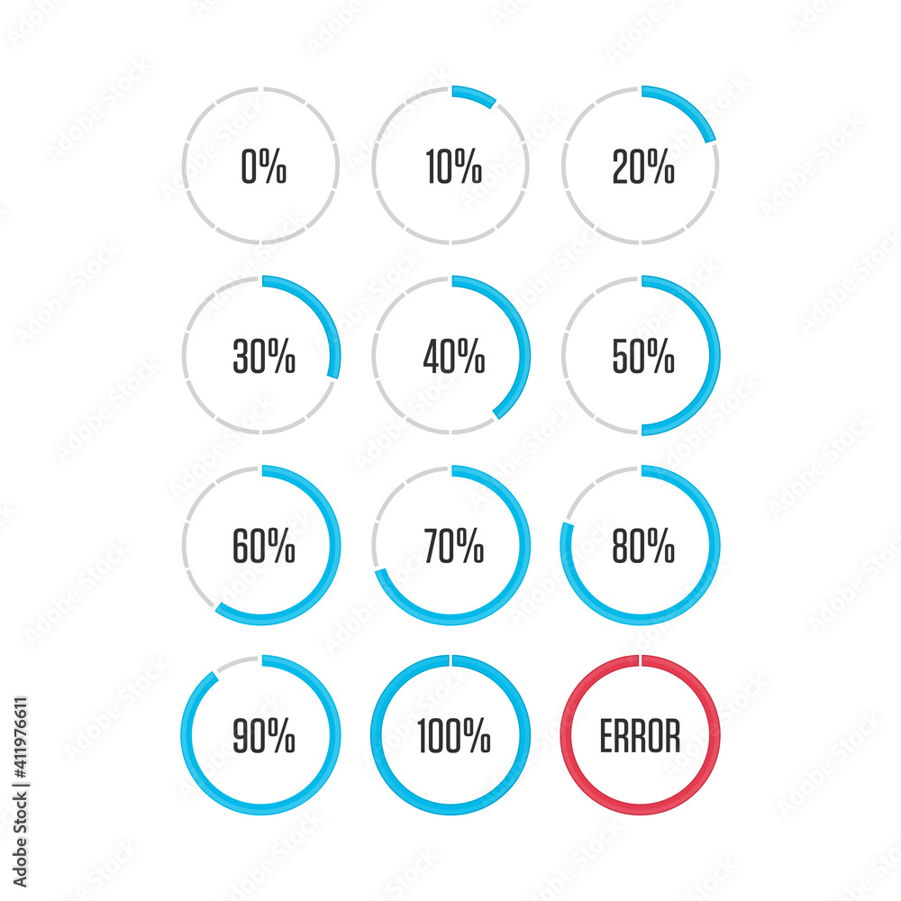 Aufkleber circle loading or progress bars isolated on white background. template graph pie chart with gradatio