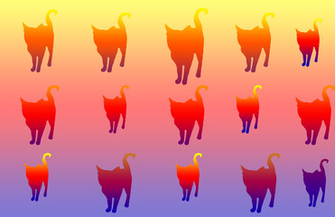 Abstract colorful background with seamless cat pattern
