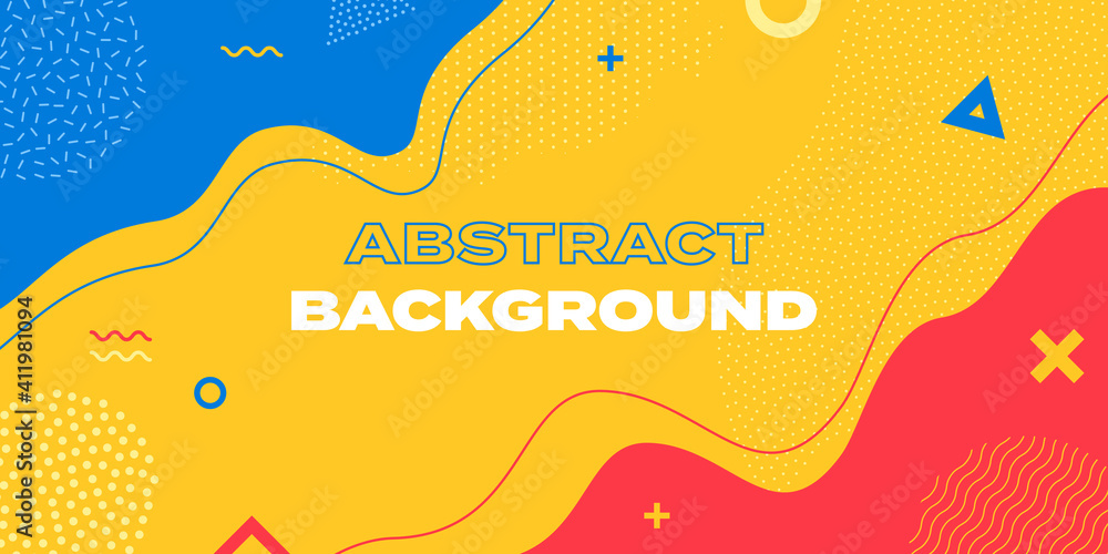 Poster Abstract pattern background. Vector creative pattern texture. Color wave template presentation design with yellow line and blue dots.
