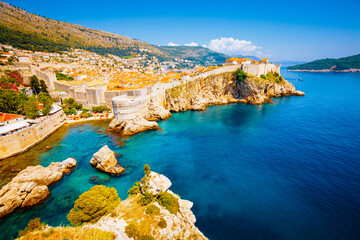Nice view at famous european resort city of Dubrovnik.