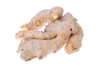 Fresh ginger root isolated on white background.