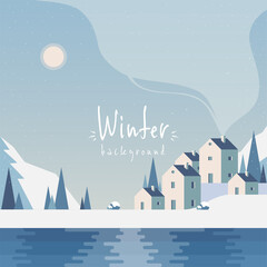 Fototapeta premium Winter vector background. Cute winter landscape