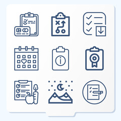 Simple set of 9 icons related to schedule