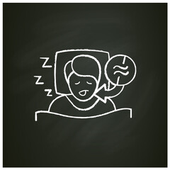 Apnea chalk icon. Sleep disorder. Healthy sleeping concept. Sleep problems treatment. Breathing trouble during sleep. Health care. Isolated vector illustration on chalkboard