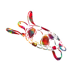 A multi-colored tortoise. Vector illustration