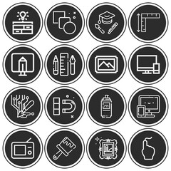 16 pack of geometry  lineal web icons set