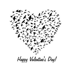 The heart of the birds. T-shirt print. Happy Valentine's Day. Vector illustration