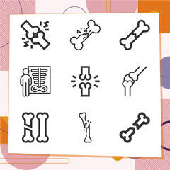 Simple set of 9 icons related to bony
