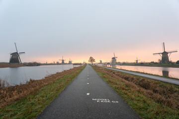 dutch windmill in the evening