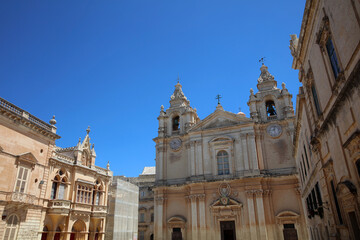 Fototapeta na wymiar St Paul and Peter Cathedral in Mdina. Malta