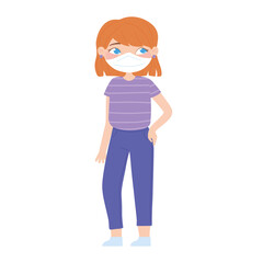 beauty girl cartoon with face mask character