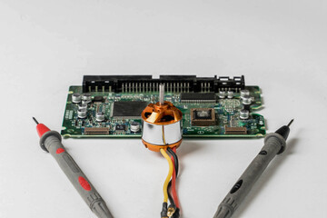 electronic circuit together with two multimeter test leads