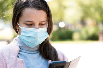 care, infants, spring, covid-19, quarantine concept - Young cute long haired woman European...