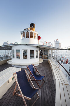 Belle epoque steam paddle boat Savoie on Lake Geneva, Switzerland