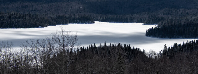 Winter landsacape on the countryside in Quebec, Canada