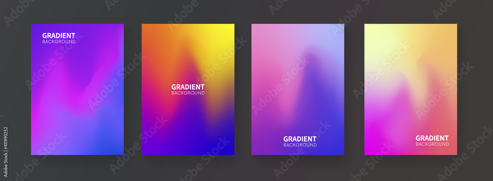 Poster Abstract fluid color backgrounds. Mesh gradient posters. Modern vector template for Brochure, Flayer, Cover, Placard, Banner.