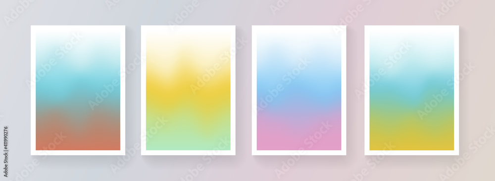 Aufkleber Set of soft color background vector design. Abstract light colorful bright gradient backdrops collection. Modern template for Brochure, Cover, Placard, Banner.