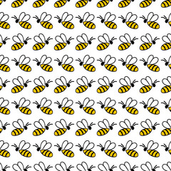 Seamless pattern with icon bee. Vector