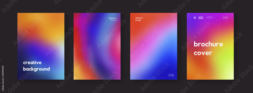 Poster set of colorful gradient backgrounds vector design. modern abstract posters collection.