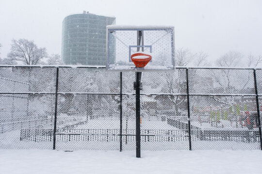 Snow In A Basketball Court