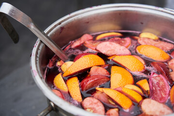 Mulled wine Traditional Christmas fair market beverage