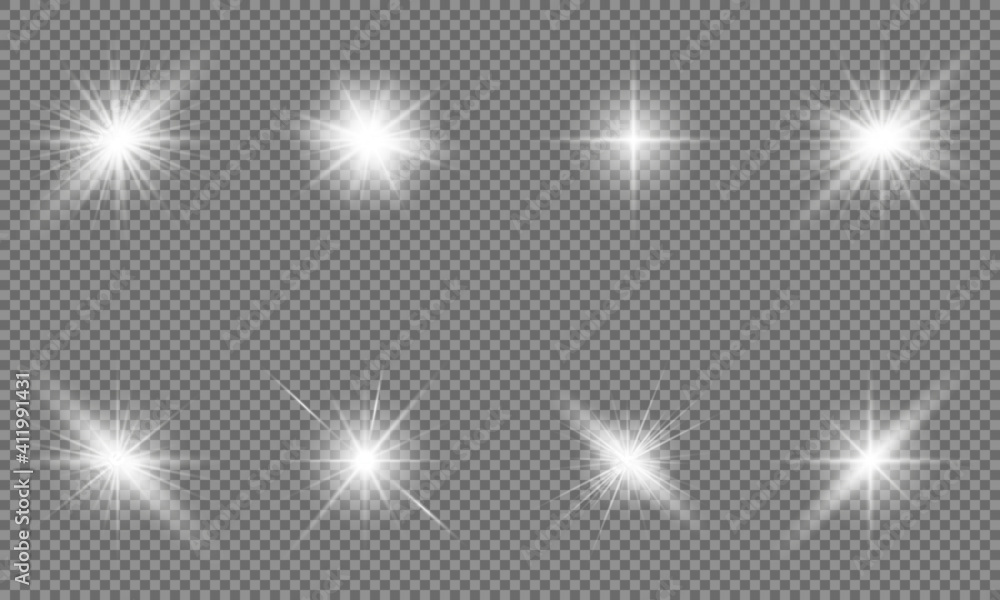 Wall mural white beautiful light explodes with a transparent explosion. vector, bright illustration for perfect