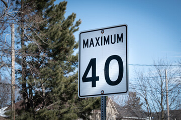 Fototapeta premium Street Speed Limit Sign Max 40